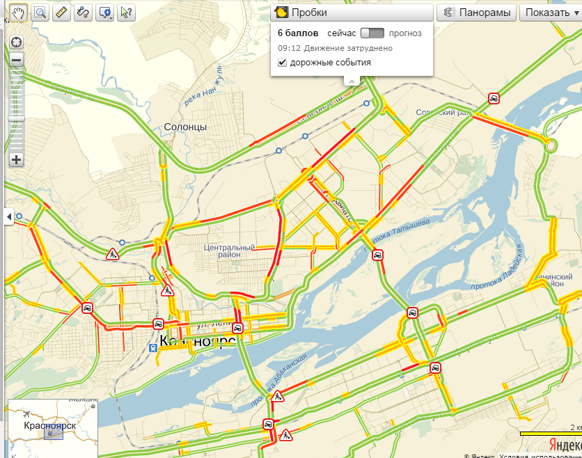 Пробки онлайн красноярск карта