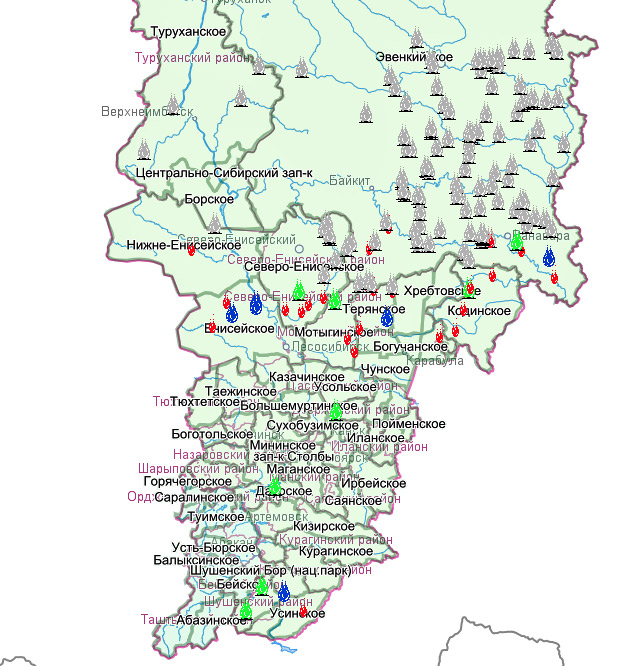 Топографическая карта богучанского района