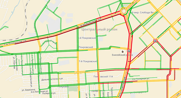 Пробки в красноярске сейчас онлайн карта
