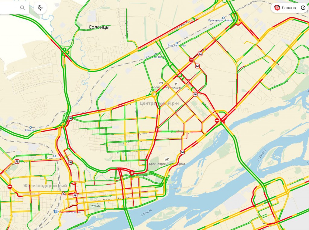 Пробки в красноярске сейчас онлайн карта